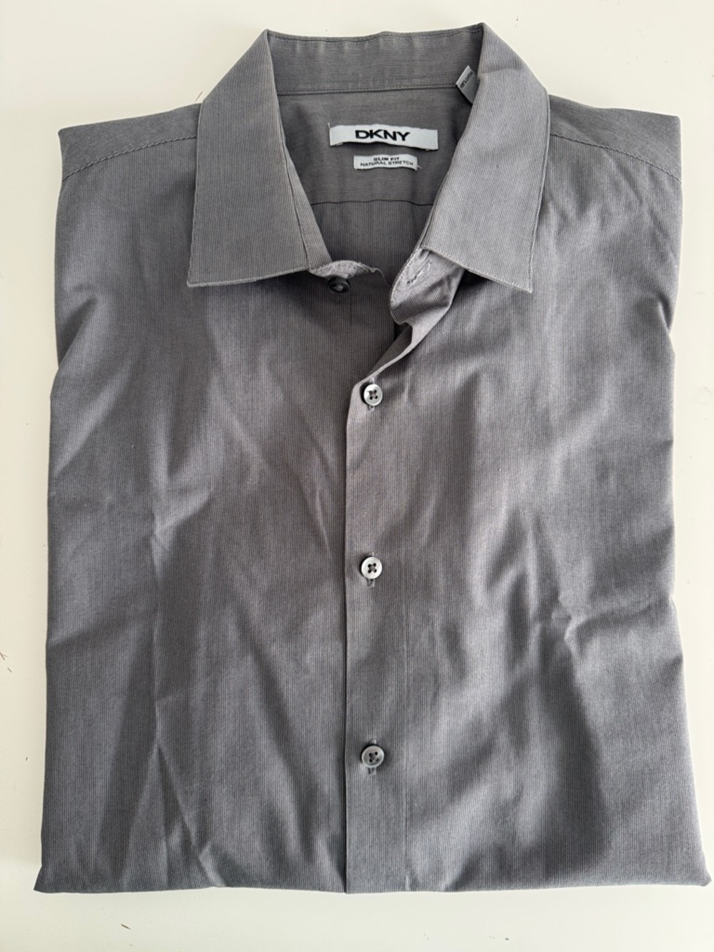 DKNY Men's Gray Long-Sleeve Dress Shirt. Size XXL 18 34-35